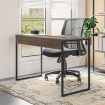 Mesa com Pé de Aço para Escritório Design Moderno 120cm Industrial Branco e Preto Mesa com Pé de Aço para Escritório Design Moderno 120cm Industrial Branco e Preto
