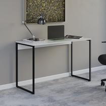 Mesa com Pé de Aço para Escritório Design Moderno Branco/Preto