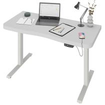 Mesa com Regulagem de Altura Elétrica Para Escritório Home Office Aurum A02 Branco - Lyam Decor
