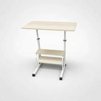 Mesa com Rodinhas Altura Ajustável e 2 Prateleiras Notebook