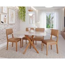 Mesa com Tampo de Vidro para Sala De Jantar 130 e 4 Cadeiras