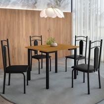 Mesa Compact 109x68cm Tampo em MDF com 4 Cadeiras Estofadas Madri Marrom/Preto/Nature Mesa Compact 109x68cm Tampo em MDF com 4 Cadeiras Estofadas Madri Marrom/Preto/Nature