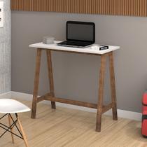 Mesa Compacta Home Office 90cm Base em Madeira - Branco