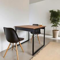 Mesa Compacta Industrial MDF com Base de Metalon Preto 4 Lugares para Sala de Jantar Cozinha Maclavi