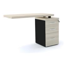 Mesa Complemento 4 Gavetas 75X104x45 Nogueira E Preto Pandin Mesa Complemento 4 Gavetas 75X104x45 Nogueira E Preto Pandin