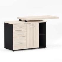Mesa Complemento Com Armário Aparador 03 Gavetas PE 40 Pandin Casablanca e Preto Mesa Complemento Com Armário Aparador 03 Gavetas PE 40 Pandin Casablanca e Preto