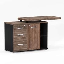 Mesa Complemento Com Armário Aparador 03 Gavetas PE 40 Pandin Walnut e Preto