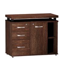 Mesa Complemento Com Armário Aparador 03 Gavetas PE40 Pandin Embuia Terra