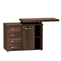 Mesa Complemento Com Armário Aparador 03 Gavetas PE40 Pandin Walnut