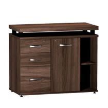 Mesa Complemento Com Armário Aparador 03 Gavetas PE40 Pandin Walnut
