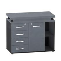 Mesa Complemento Com Armário Aparador 04 Gavetas PE 40 Pandin Grafito e Preto Mesa Complemento Com Armário Aparador 04 Gavetas PE 40 Pandin Grafito e Preto