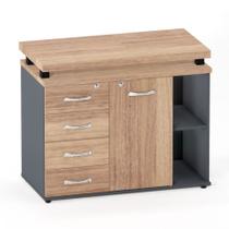 Mesa Complemento Com Armário Aparador 04 Gavetas PE 40 Pandin Noce Naturale e Grafito Mesa Complemento Com Armário Aparador 04 Gavetas PE 40 Pandin Noce Naturale e Grafito