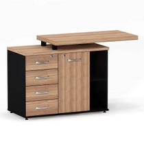 Mesa Complemento Com Armário Aparador 04 Gavetas PE 40 Pandin Noce Naturale e Preto Mesa Complemento Com Armário Aparador 04 Gavetas PE 40 Pandin Noce Naturale e Preto