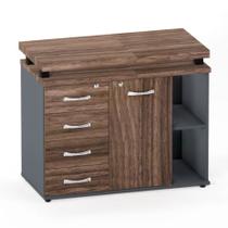 Mesa Complemento Com Armário Aparador 04 Gavetas PE 40 Pandin Walnut e Grafito Mesa Complemento Com Armário Aparador 04 Gavetas PE 40 Pandin Walnut e Grafito