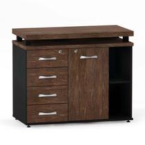 Mesa Complemento com Armario Aparador e 4 Gavetas Pe 40 Pandin Walnut E Preto 1.0 M