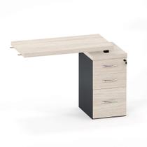 Mesa Complemento Com Pé Gaveteiro 03 Gavetas PE 40 Pandin Casablanca e Grafito Mesa Complemento Com Pé Gaveteiro 03 Gavetas PE 40 Pandin Casablanca e Grafito