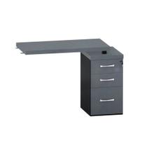 Mesa Complemento Com Pé Gaveteiro 03 Gavetas PE 40 Pandin Grafito e Preto