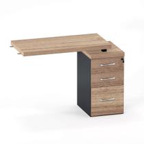 Mesa Complemento Com Pé Gaveteiro 03 Gavetas PE 40 Pandin Noce Naturale e Grafito Mesa Complemento Com Pé Gaveteiro 03 Gavetas PE 40 Pandin Noce Naturale e Grafito