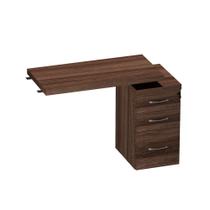 Mesa Complemento Com Pé Gaveteiro 03 Gavetas PE40 Pandin Walnut