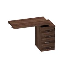 Mesa Complemento Com Pé Gaveteiro 04 Gavetas PE40 Pandin Walnut