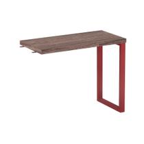 Mesa Complemento Tubolar PE 40 Pandin 90 Cm Walnut e Vermelho