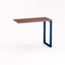 Mesa Complemento Tubular P25 Pandin 90 CM Walnut e Azul Del Rey Mesa Complemento Tubular P25 Pandin 90 CM Walnut e Azul Del Rey