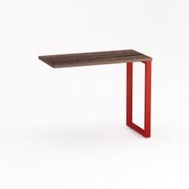 Mesa Complemento Tubular P25 Pandin 90 CM Walnut e Vermelho