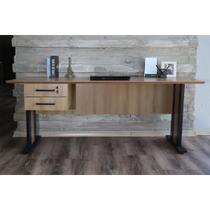 Mesa Computador Casal ME-4193 c/ 2 Gavetas (1 c/ Chave) Amêndoa/Preto - Tecno Mobili