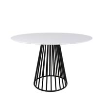 Mesa Cone Aramada - Base Preta - Tampo Redondo 137cm - Cor Branca