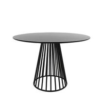 Mesa Cone Aramada - Base Preta - Tampo Redondo 80cm - Cor Preta