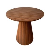 Mesa Cone Lateral Laminada em Madeira Natural Pau Ferro Linear Tampo 41 cm Mesa Cone Lateral Laminada em Madeira Natural Pau Ferro Linear Tampo 41 cm