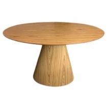 Mesa cone oval 1,60x0,90 tampo madeira base frejó