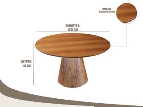 Mesa Cone Redonda Lamina Madeira Natural - 1,20m