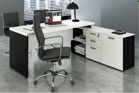 Mesa Consultório em L 1,90x1,60 Web40 + Armário Branco/Preto