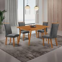 Mesa Copper com 4 Cadeiras Lira Retangular MDF 120cm Grafite Moderna