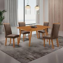 Mesa Copper com 4 Cadeiras Lira Retangular MDF 120cm Marrom Moderna