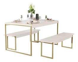 Mesa Cozinha 2 Bancos Industrial Retangular 120x80 Pé Metal