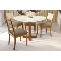 Mesa Cozinha Elma Premium Madeira Maciça c/ Tampo Madeirado c/ Vidro 135x105cm e 4 Cadeiras Lola Carvalho/Off White - Boucle Bege Fendi-Kappesberg Mesa Cozinha Elma Premium Madeira Maciça c/ Tampo Madeirado c/ Vidro 135x105cm e 4 Cadeiras Lola Carvalho/Off White - Boucle Bege Fendi-Kappesberg