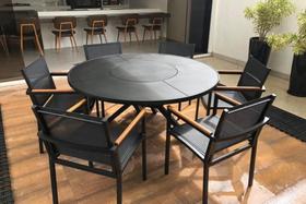 Mesa De 1,40m + 6 Cadeiras Alumínio e tela Para Área Externa