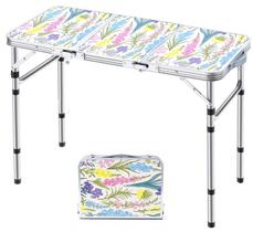 Mesa de acampamento dobrável Yriuat 91x41cm de altura ajustável floral