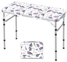 Mesa de acampamento dobrável Yriuat 91x41cm de altura ajustável