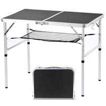 Mesa de acampamento dobrável YUFIFAIRY 91x61 cm, alumínio, 2 alturas