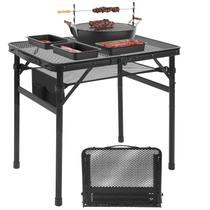 Mesa de Acampamento Portátil Pnbfhn - Dobrável com Mesa de Malha e Grelha