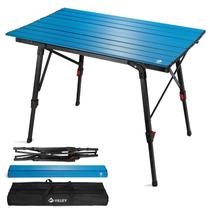 Mesa de acampamento VILLEY, pernas ajustáveis, portátil, alumínio, azul