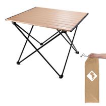 Mesa de acampamento VILLEY portátil em alumínio ultraleve - dourado