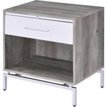 Mesa de Acento de Madera Cistus Acme en Blanco y Roble Gris Desgastado