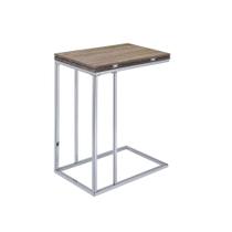 Mesa de Acento Expandible Ergode Roble Envejecido y Cromo 30-46 cm