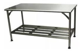 Mesa De Aço Inox Com Prateleira Inferior 150x70x85