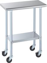 Mesa de aço inoxidável ROCKPOINT 14x30" com rodas de rodízio