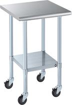 Mesa de aço inoxidável ROCKPOINT 24x24" com rodas de rodízio